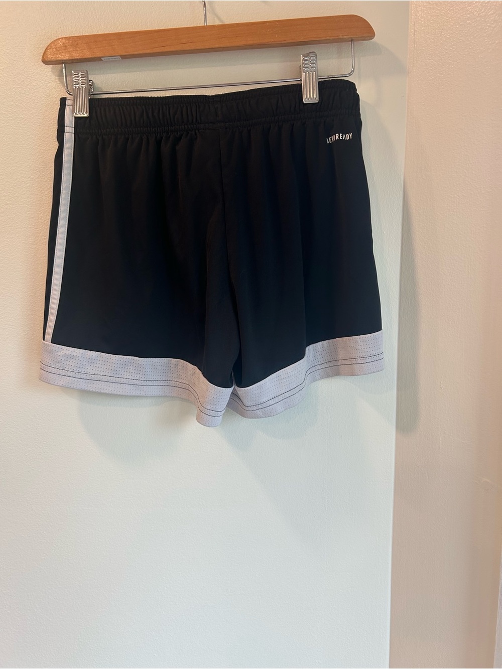 adidas Black Athletic Shorts with White Stripes - Picture 2 of 3